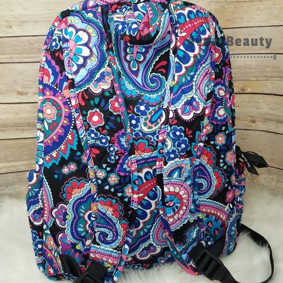Vera Bradley Essential  Backpack Haymarket Paisley Blue Black Quilted Cotton New main image 13
